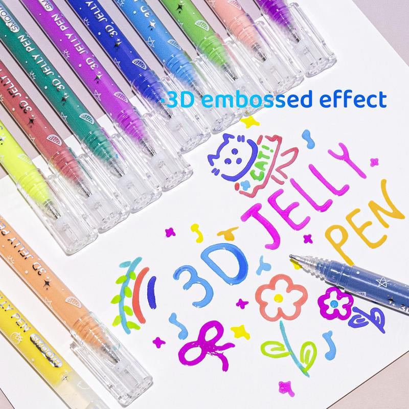 Vibrant 3D Jelly Pen Set - 36 Glossy Colors for Creative Art & DIY Projects