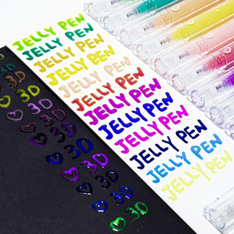 Vibrant 3D Jelly Pen Set - 36 Glossy Colors for Creative Art & DIY Projects