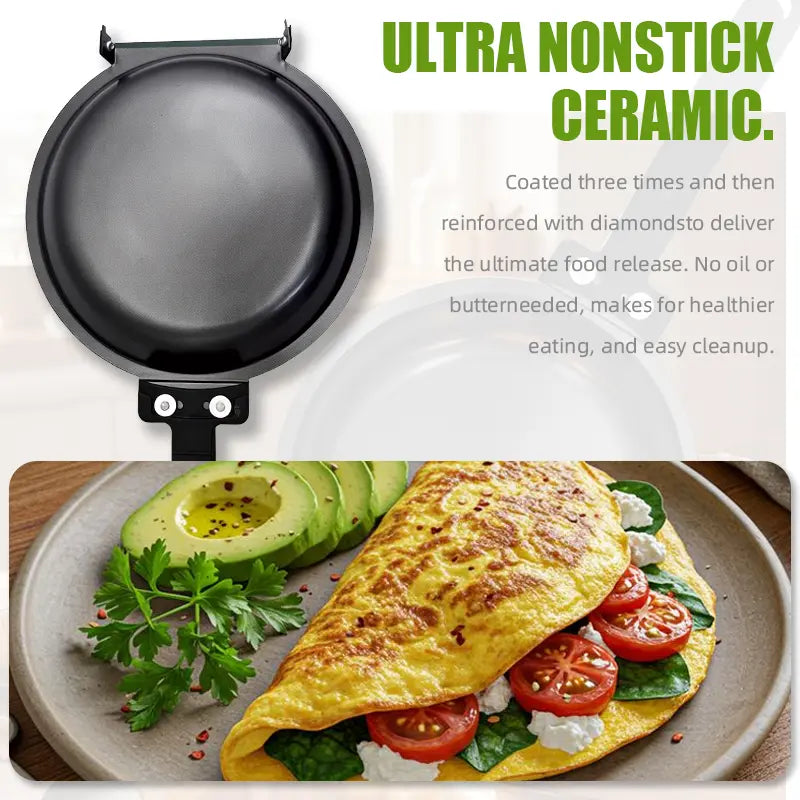 Revolutionary Double-Sided Non-Stick Skillet - Effortlessly Flip Perfect Pancakes, Omelets, and Crispy Bacon for Fluffy Breakfasts!