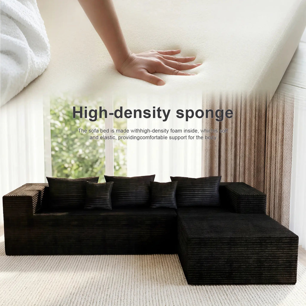 Elevate Your Home with the Compressed Sofa: A Stylish, Versatile Sofa Bed & Recliner with High-Density Foam – Perfect for Any Space (Includes 2 Cozy Throw Pillows)