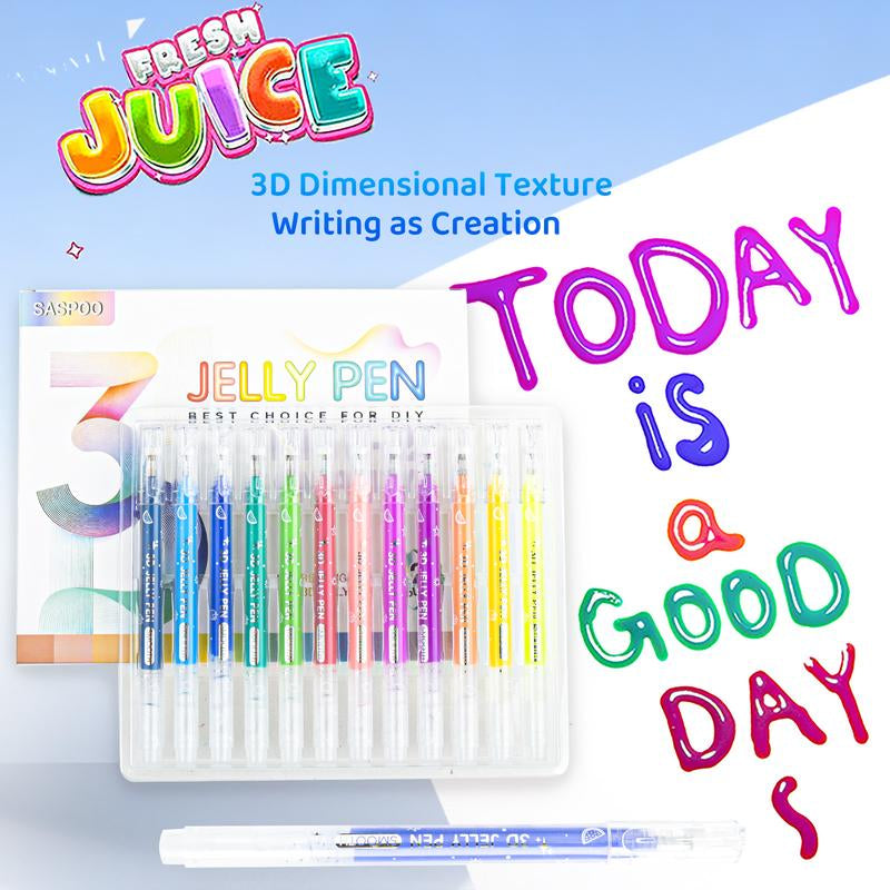 Vibrant 3D Jelly Pen Set - 36 Glossy Colors for Creative Art & DIY Projects