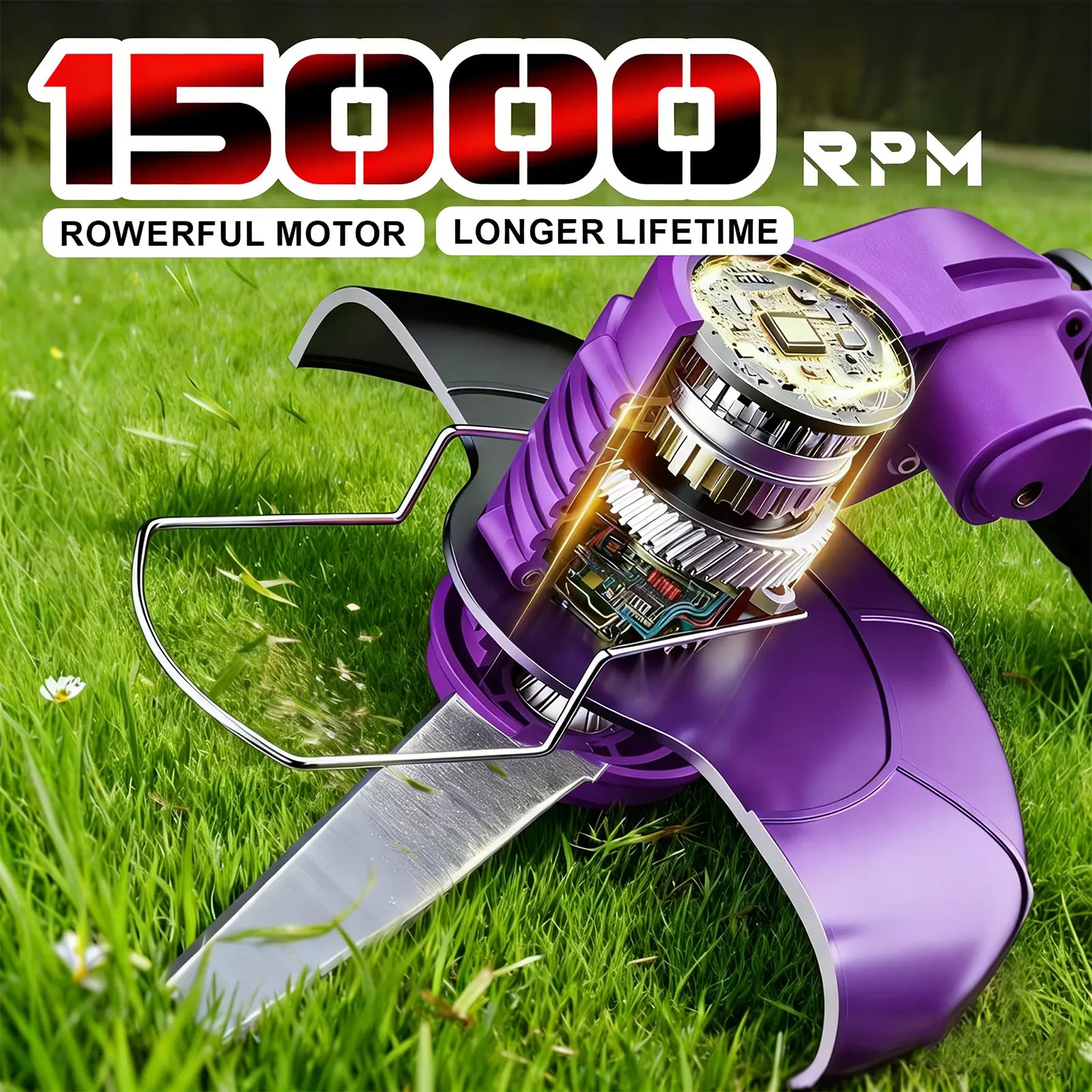 Transform Your Lawn with the Ultimate 3-in-1 Cordless Weed Wacker Trimmer Edger - Powerful 21V 4Ah Electric Lawn Mower with Fast Charger, Lightweight Design, Double Front Wheel, and Versatile 90° Rotation!