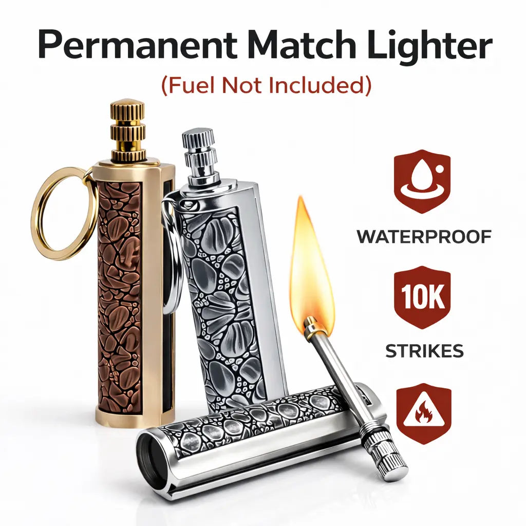 Retro Keychain Lighter - Refillable Permanent Match for Camping & Everyday Carry