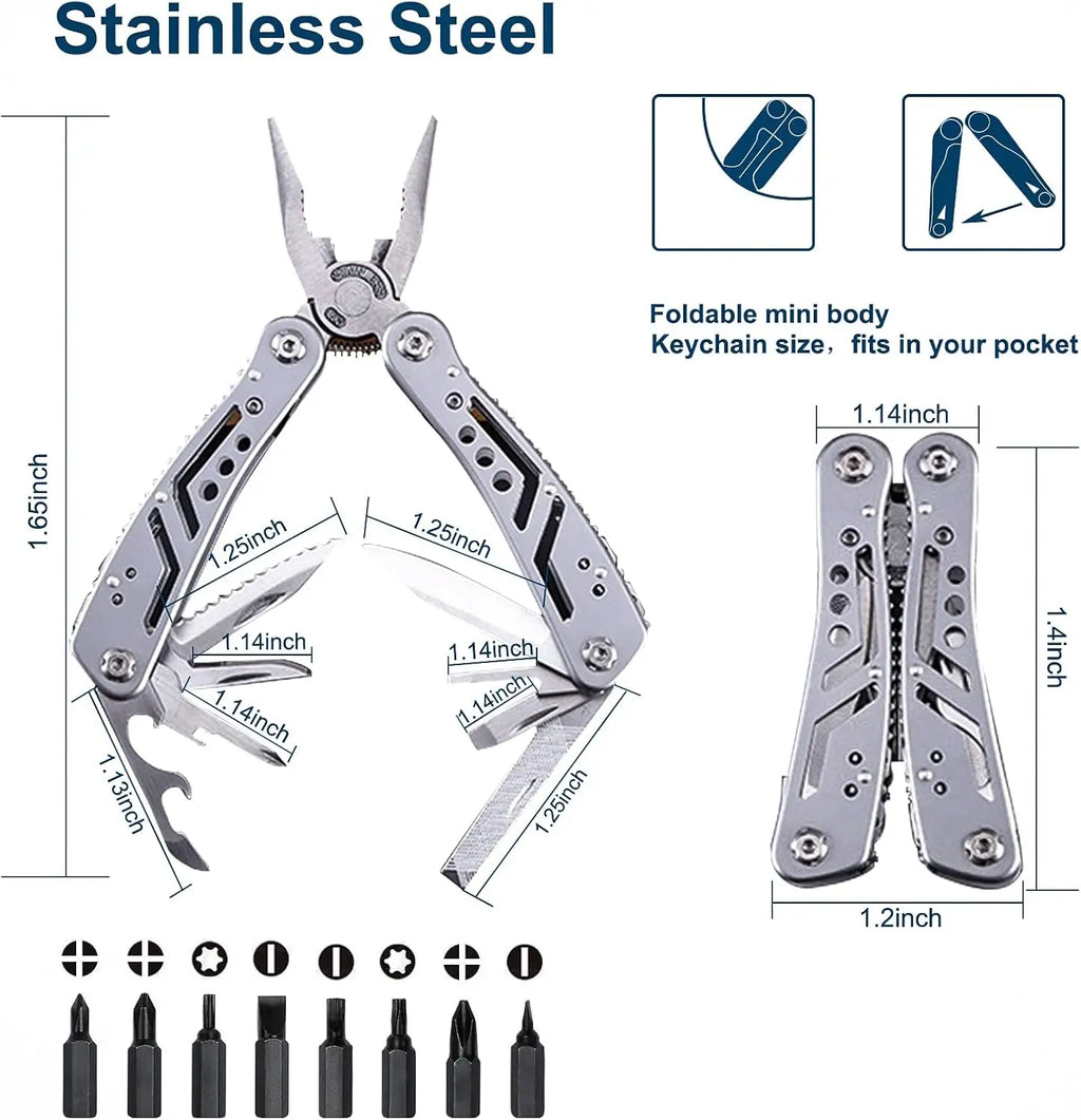 Ultimate 24-in-1 Stainless Steel Multitool: Your Essential Pocket Knife for Outdoor Adventures, Camping, and Everyday Repairs