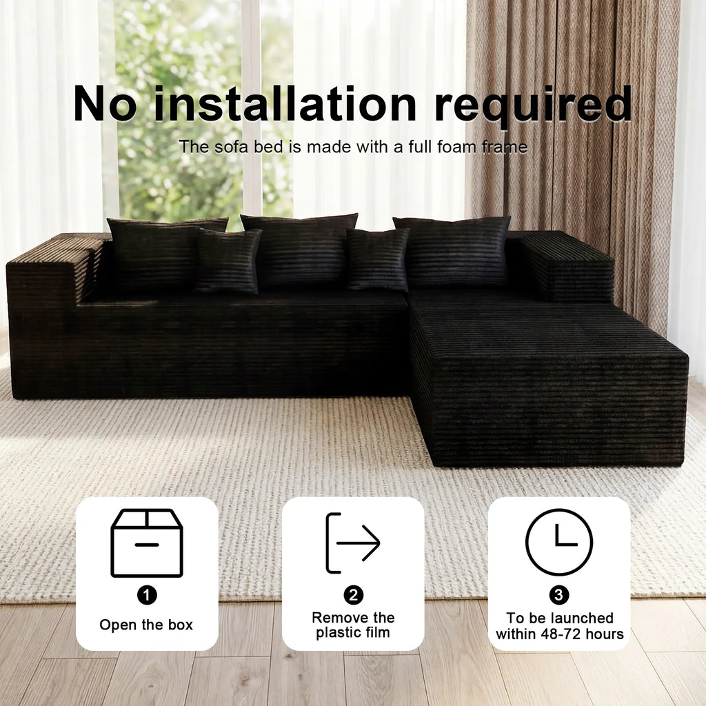 Elevate Your Home with the Compressed Sofa: A Stylish, Versatile Sofa Bed & Recliner with High-Density Foam – Perfect for Any Space (Includes 2 Cozy Throw Pillows)