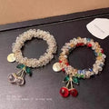 Elevate Your Style with Our 2PCS Crystal Ties Set - Stunning Rhinestone Hair Accessories with Charming Cherry Charms for Any Occasion