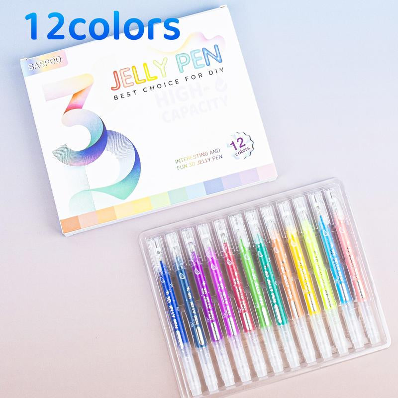 Vibrant 3D Jelly Pen Set - 36 Glossy Colors for Creative Art & DIY Projects