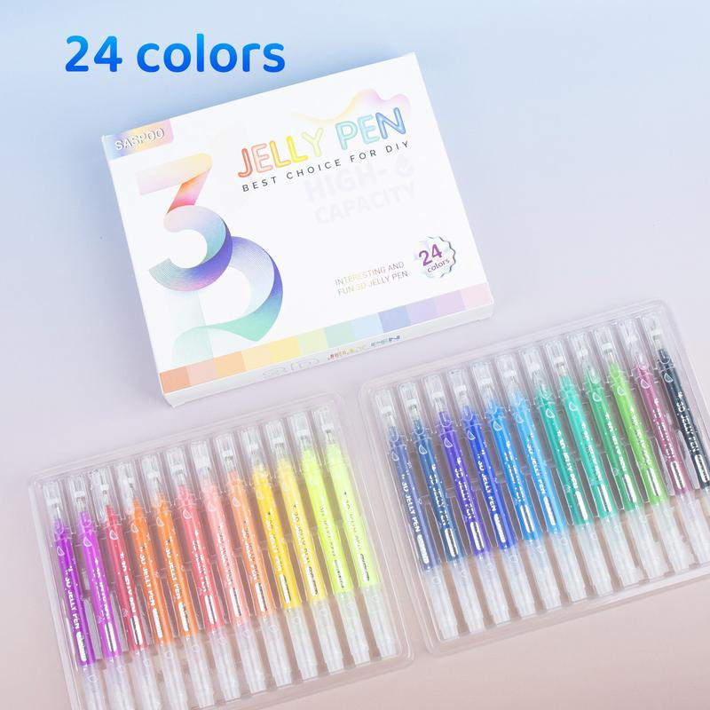 Vibrant 3D Jelly Pen Set - 36 Glossy Colors for Creative Art & DIY Projects
