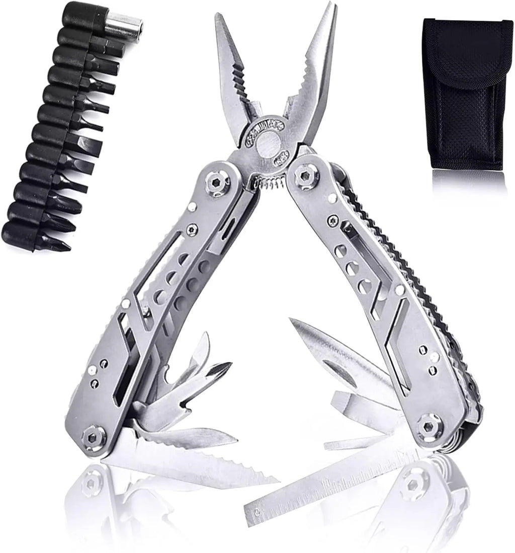 Ultimate 24-in-1 Stainless Steel Multitool: Your Essential Pocket Knife for Outdoor Adventures, Camping, and Everyday Repairs