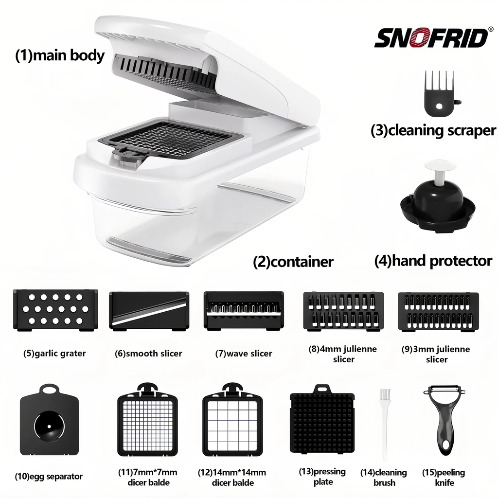 Transform Your Cooking with the Snofrid 15-in-1 Multifunctional Vegetable Chopper - The Ultimate Kitchen Tool for Effortless Food Prep!