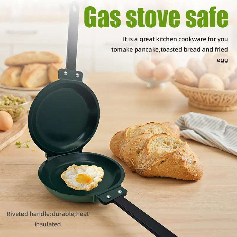 Revolutionary Double-Sided Non-Stick Skillet - Effortlessly Flip Perfect Pancakes, Omelets, and Crispy Bacon for Fluffy Breakfasts!