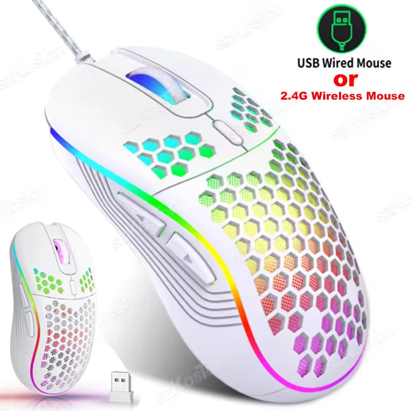 Unleash Your Gaming Potential with the Honeycomb Wired RGB Backlight Gaming Mouse - 7200 DPI Adjustable Ergonomic USB Mice for Ultimate Comfort and Performance