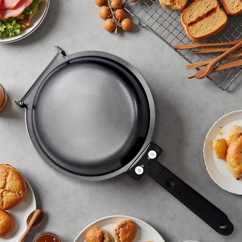 Revolutionary Double-Sided Non-Stick Skillet - Effortlessly Flip Perfect Pancakes, Omelets, and Crispy Bacon for Fluffy Breakfasts!