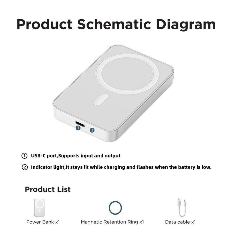 Power Up Your iPhone with the 5000mAh Magnetic Power Bank - Fast Wireless Charging for iPhone 12-17 Pro/Pro Max, Compact & Portable Battery Pack